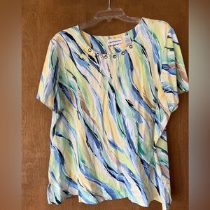 Alfred Dunner Women 1X Blouse Shirt Decorated Neckline EXCELLENT